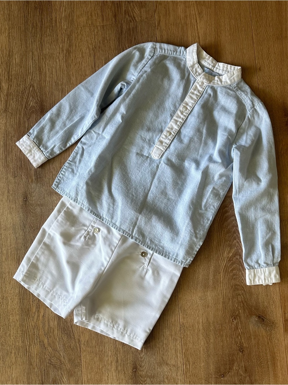 Martín Aranda Boys Blue Shirt & White Shorts Set Size 5 Spanish Boutique